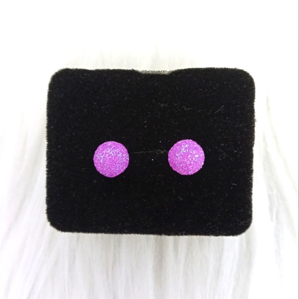 Purple Glitter Ball Stud Earrings